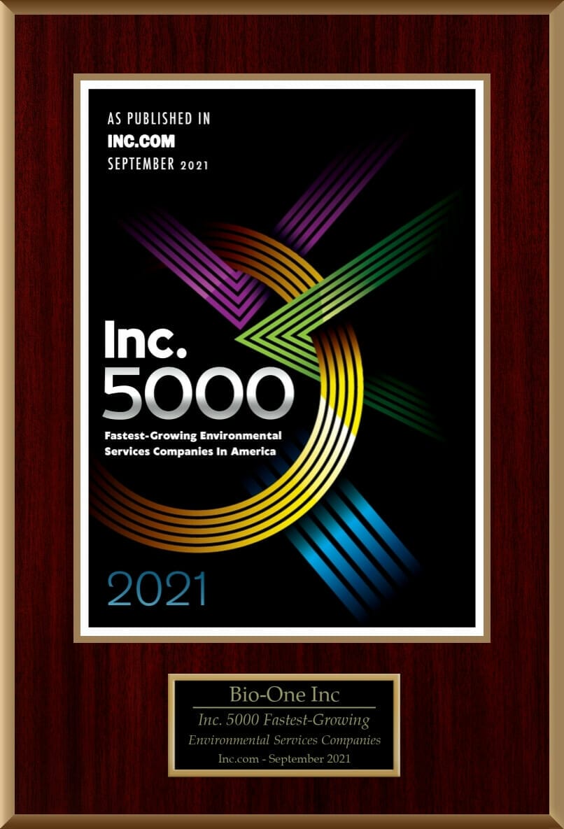 Bio-One decontamination and biohazard cleaning team award