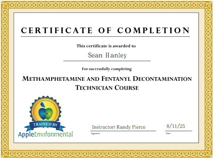 Meth and Fentanyl Decontamination Technician Course